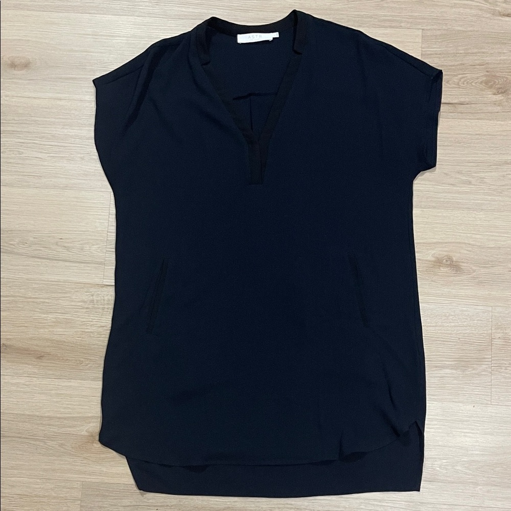 Elegant Navy with Black Trim Women's Top